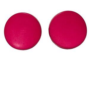 Vintage Hot Pink Round Earrings Statement Retro 80s 90s Fashion Jewelry Women